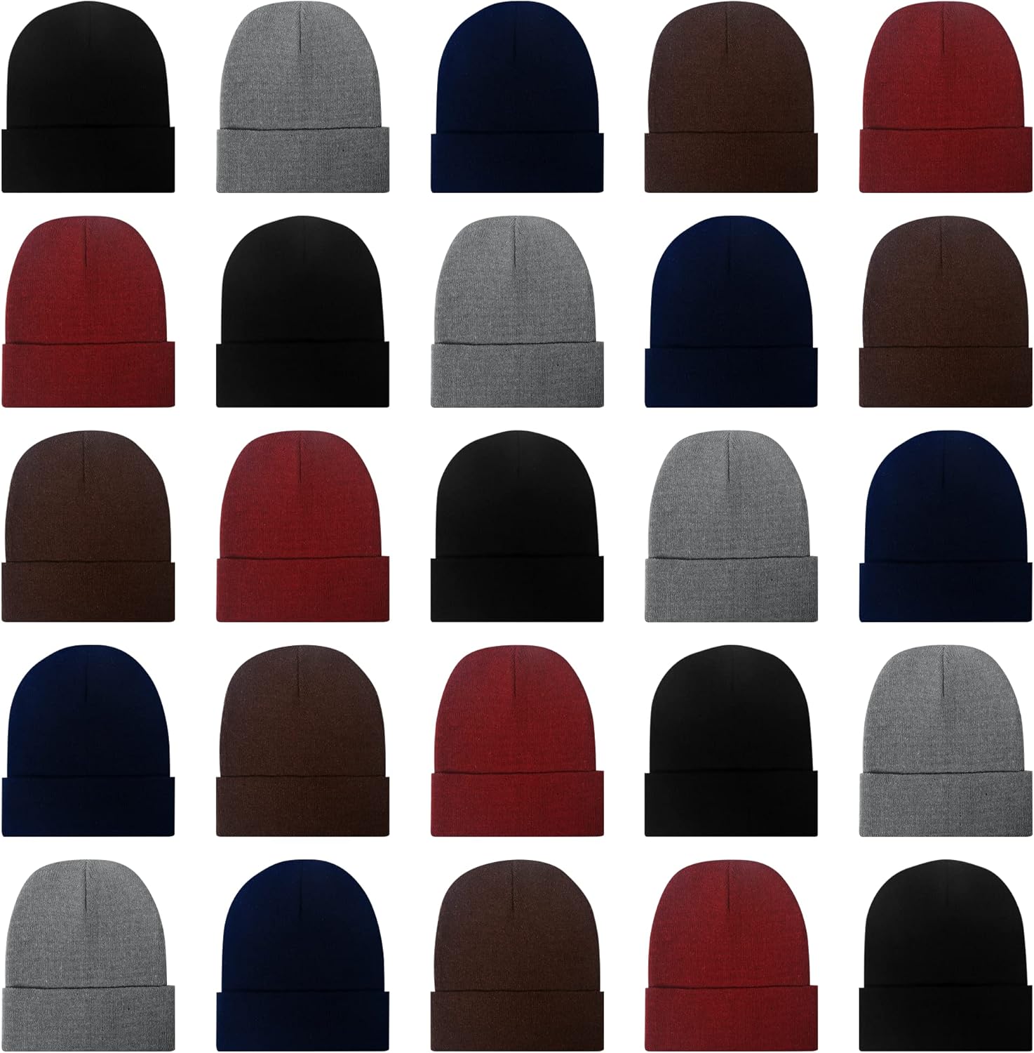 25 Pack Winter Beanie Hats Bulk for Men Women - Warm Knit Caps