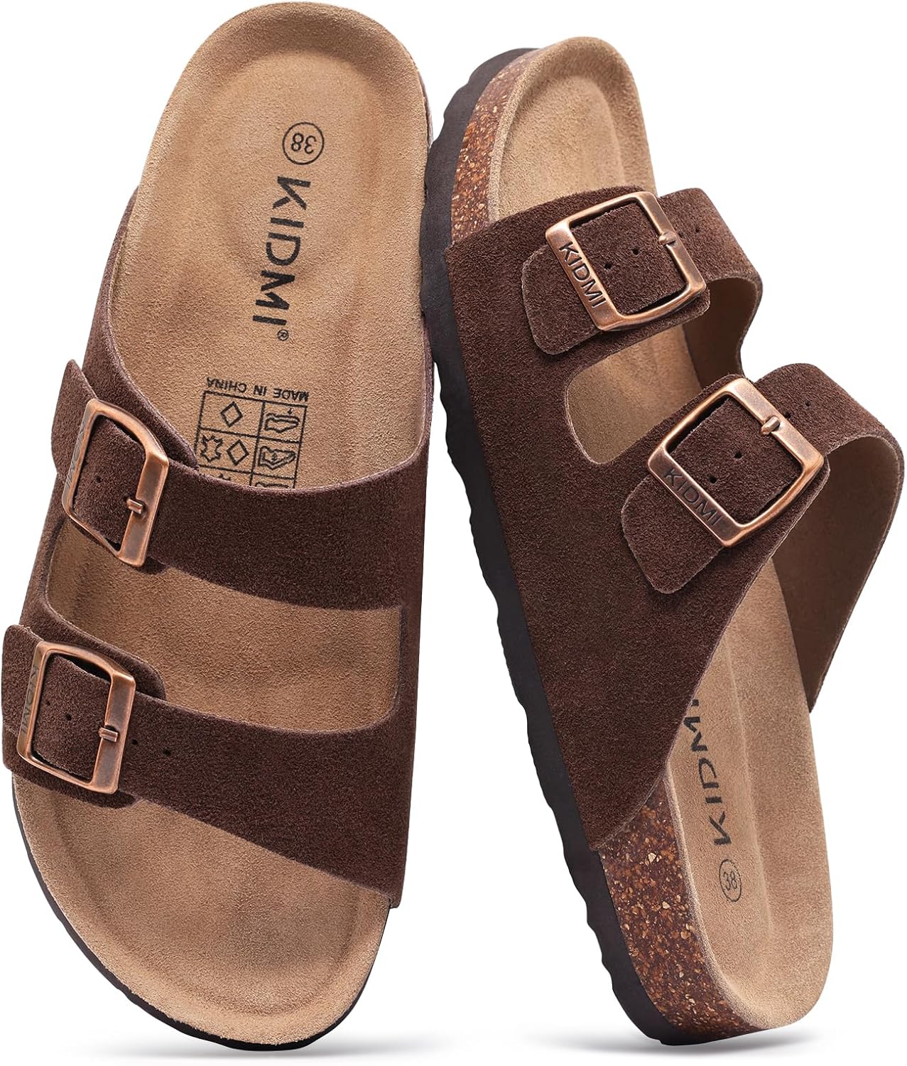 KIDMI Women's Genuine Suede Sandals with Arch Support for Summer