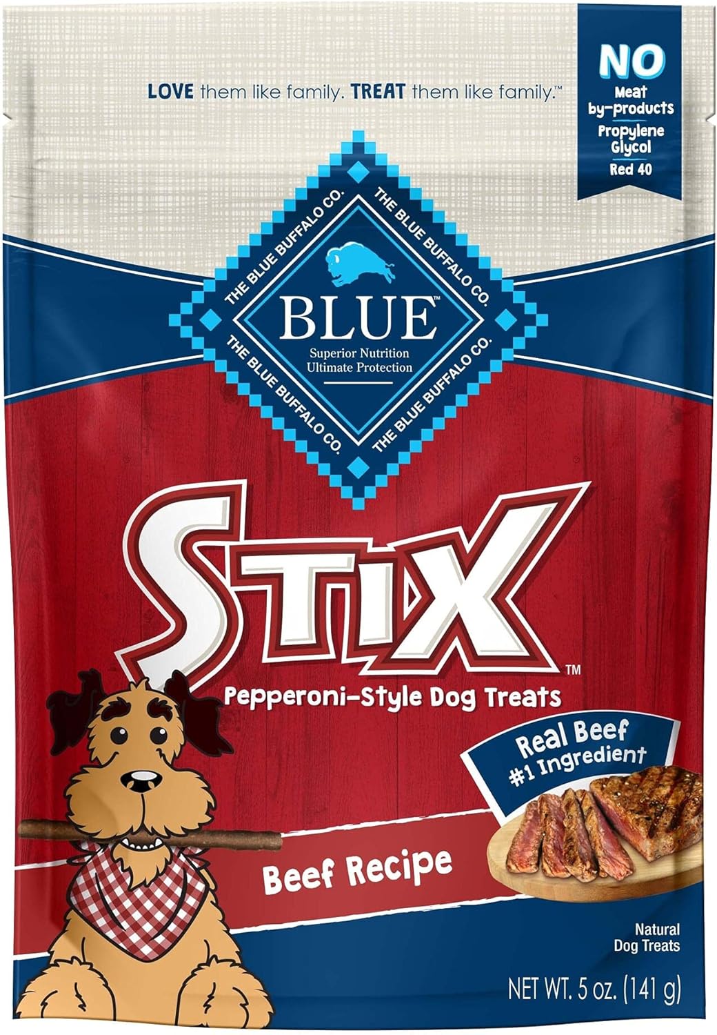 Blue Buffalo Stix Natural Soft Moist Dog Treats Beef Recipe