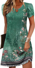 Summer Floral A-Line Tshirt Dress with Pockets - Lightweight Mini