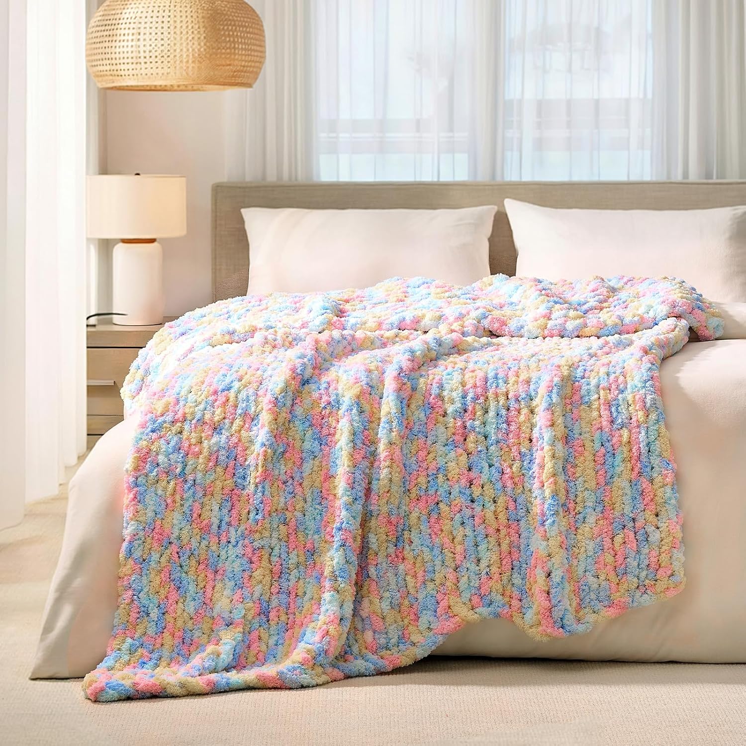 L'AGRATY Chunky Knit Blanket Throw for Cozy Home Decor