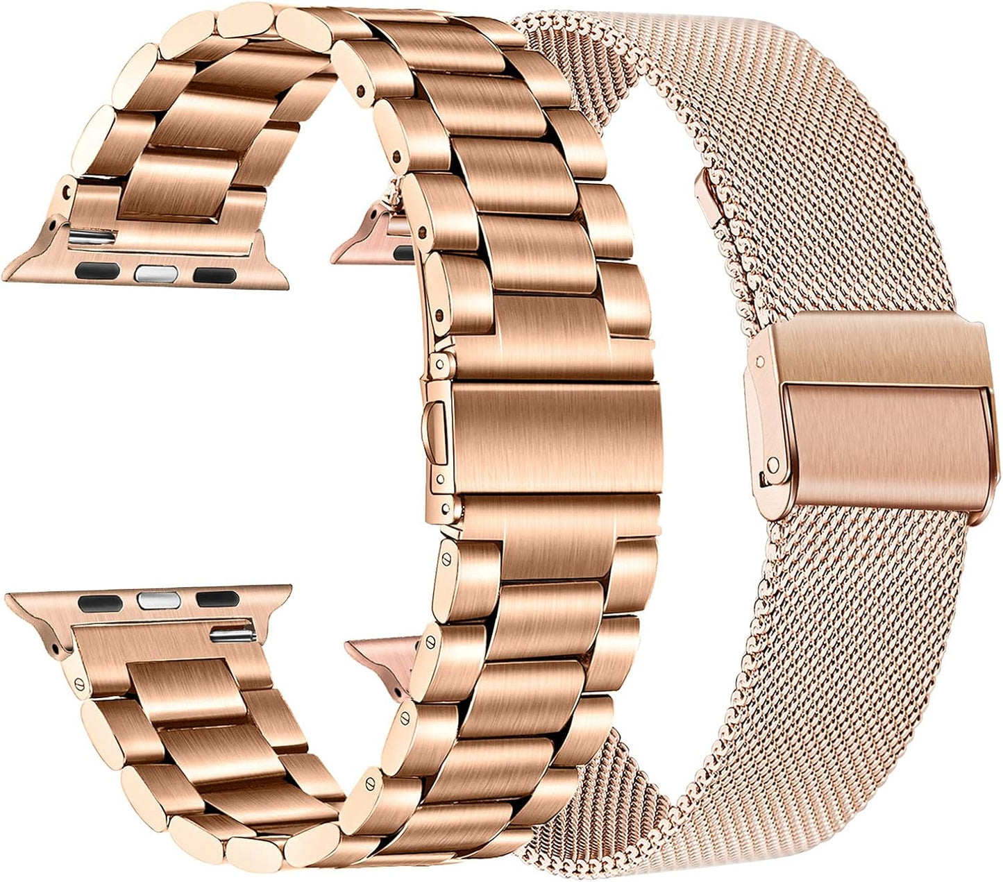 2-Pack Rose Gold Stainless Steel Apple Watch Bands
