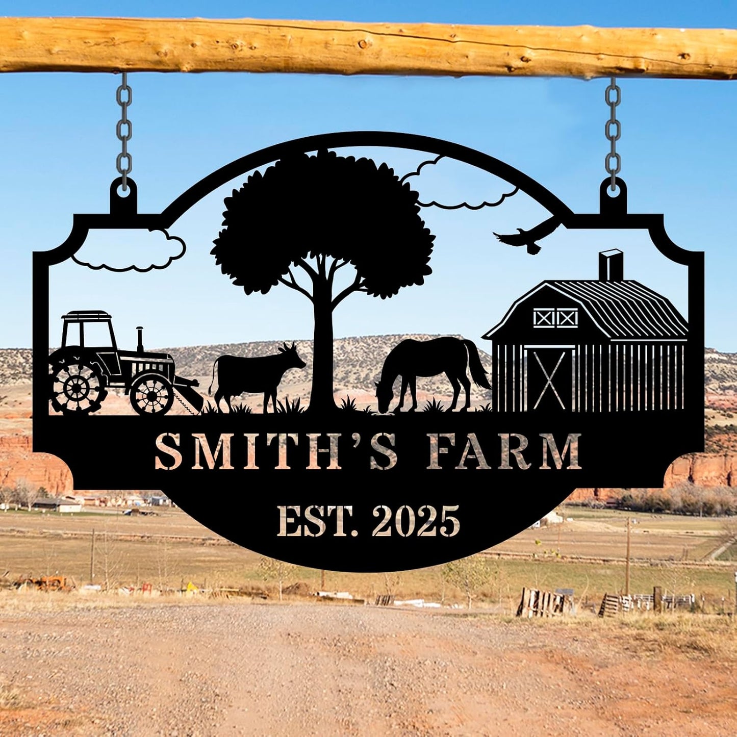 Personalized Metal Farm Hanging Sign for Unique Outdoor Decor