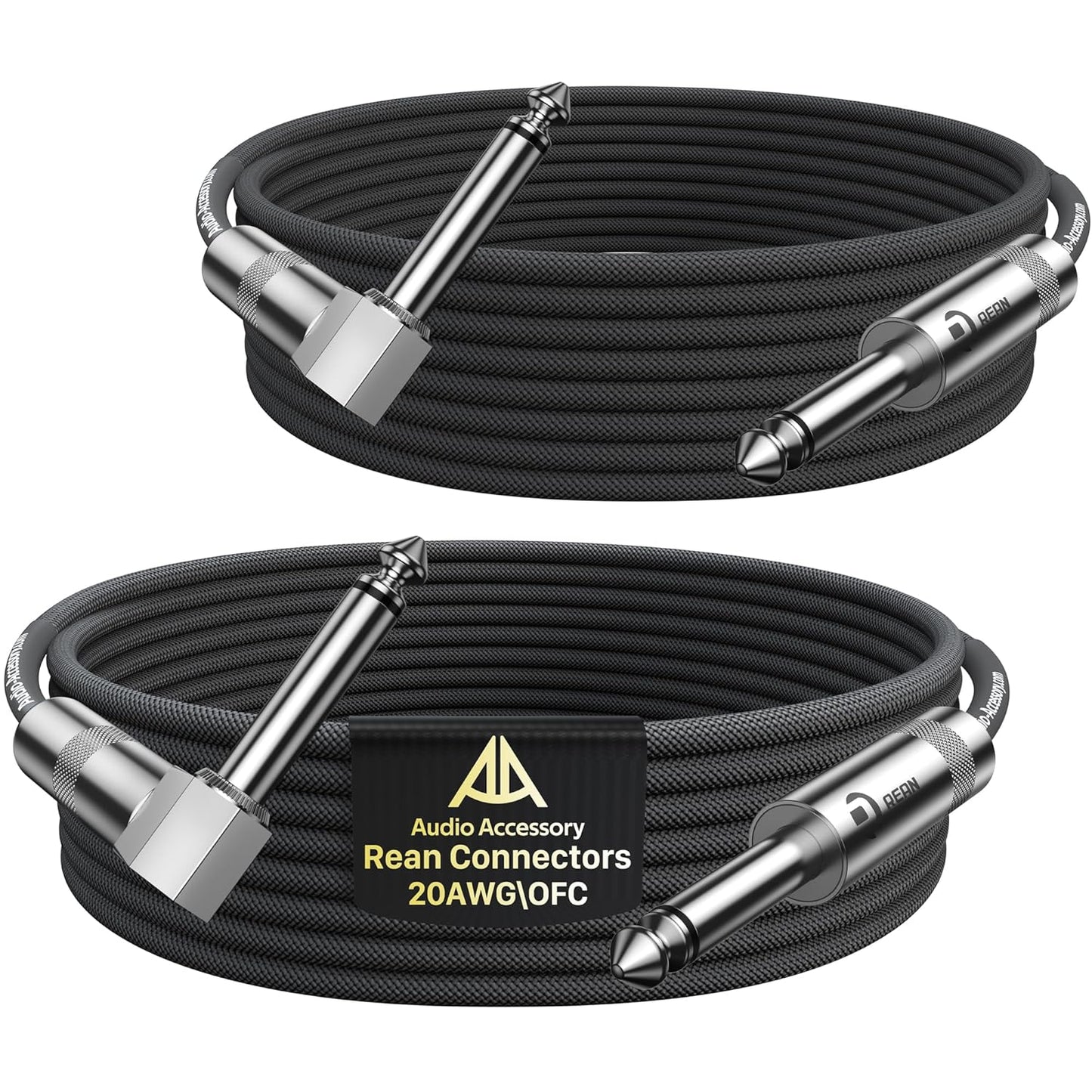 Neutrik Guitar Cable 10ft 2-Pack, Kevlar-Reinforced, Better Solder, AA AUDIO ACCESSORY