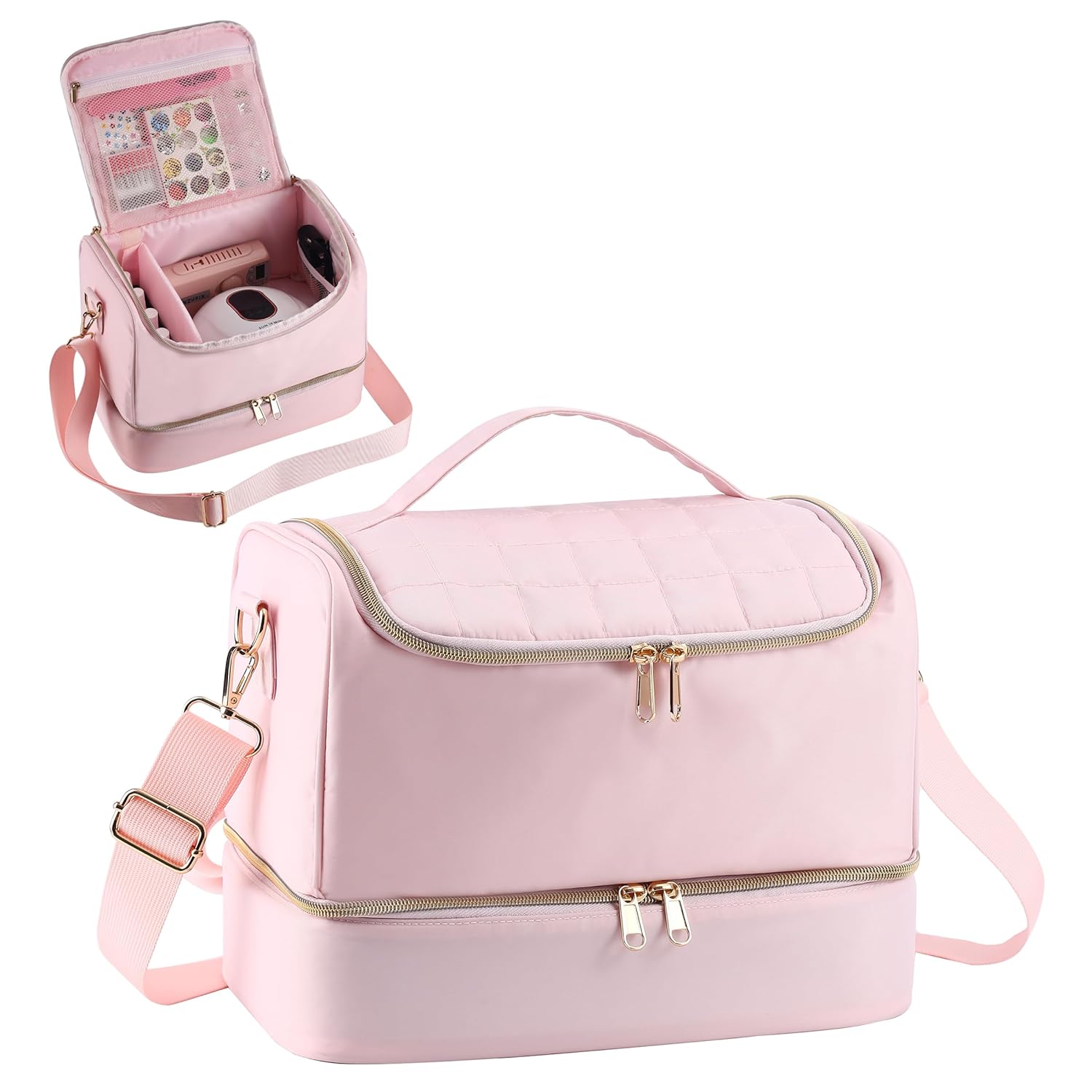 Nail Polish Organizer Case for Travel and Daily Use - Pink