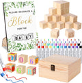 Baby Shower Blocks Game Set GreenLeaves - 50 Blocks with Wooden Box