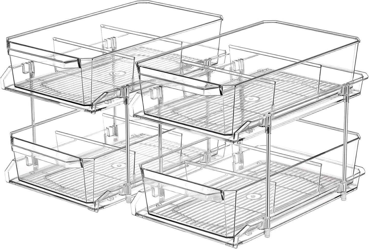 2 Set 2 Tier Clear Organizer for Kitchen and Bathroom Storage