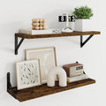 Dark Brown Floating Shelves 24W x 8D Set of 2 - Wide Display Ledge