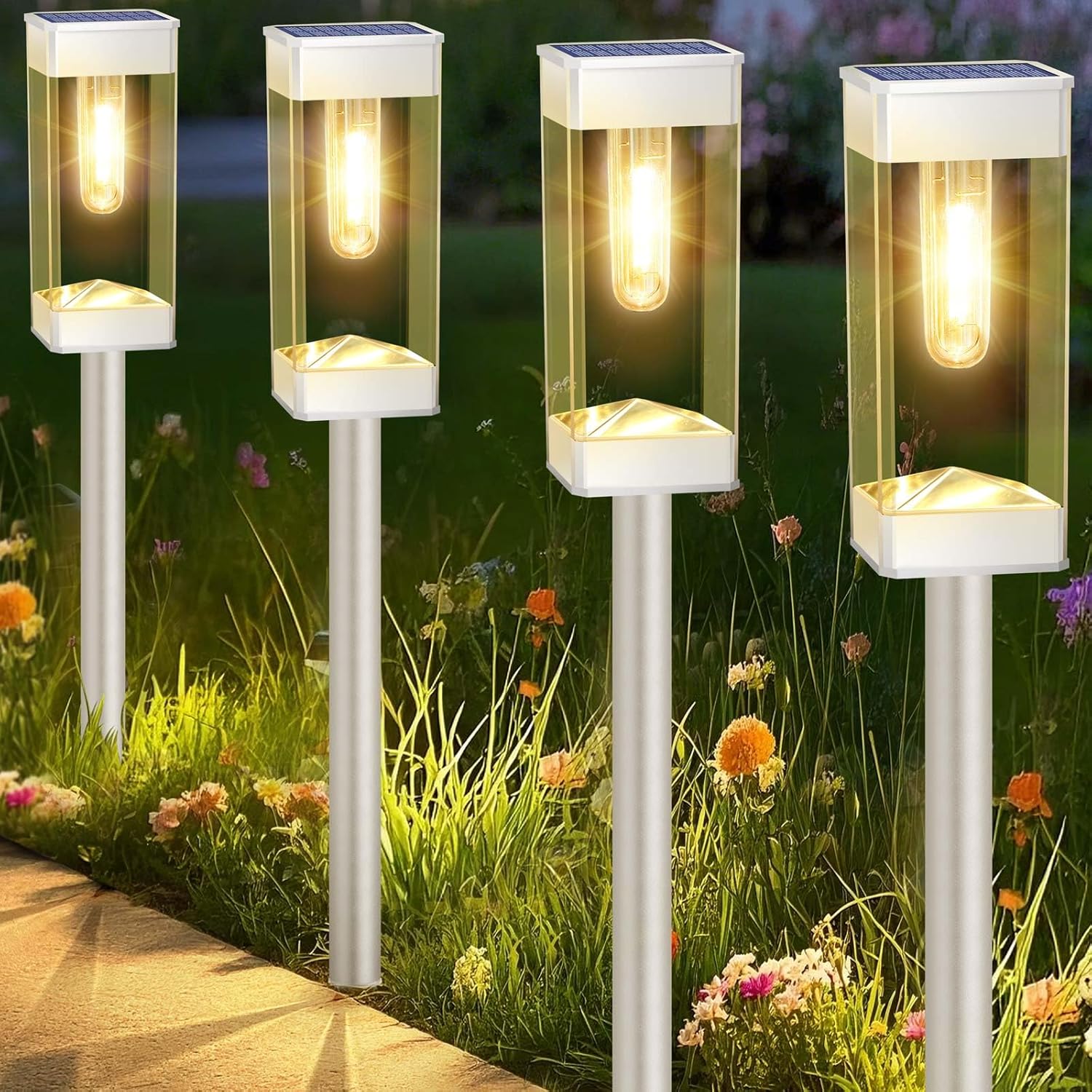 Gorrzai Solar Pathway Lights 8 Pack for Outdoor Lighting