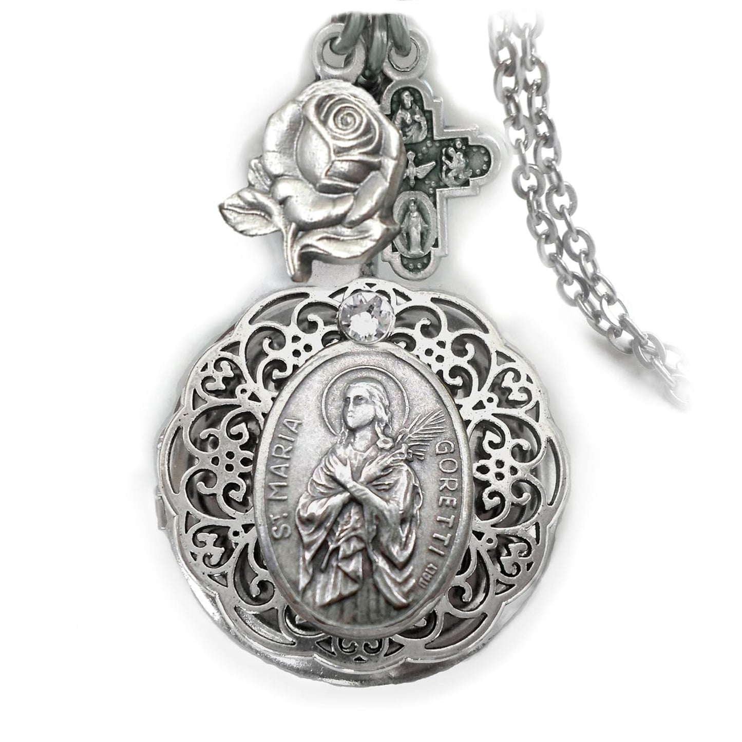 St. Maria Goretti Locket Necklace for Confirmation Gift