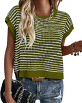 Womens Short Sleeve Striped Knit Sweater Vest - Spring Summer 2025