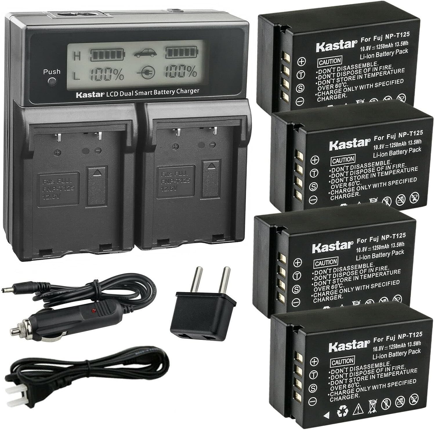 Kastar 4-Pack Battery and LCD Dual Fast Charger for Fujifilm