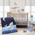 Bubbles & Squirt 3-Piece Whale Baby Crib Bedding Set - Soft Cotton