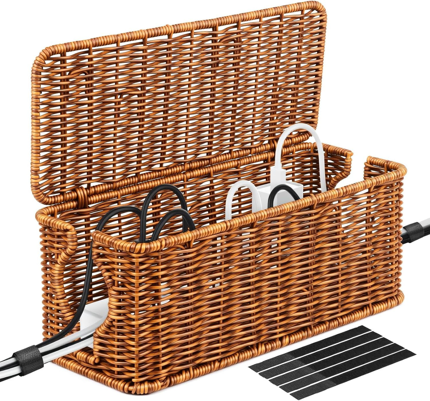 Imitation Rattan Cable Organizer: Declutter With Style
