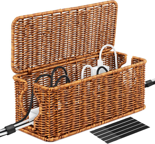 Imitation Rattan Cable Organizer: Declutter With Style