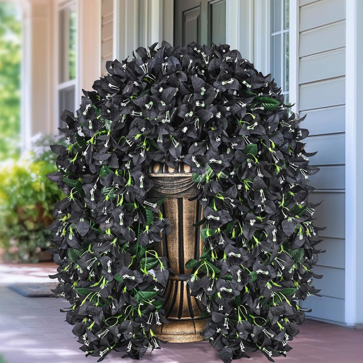 4 Pcs Halloween Artificial Flowers for Outdoors - Black Bougainvillea