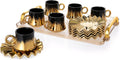 Turkish Coffee Cup Set of 6 with Saucers & Tray - Elegant Marble