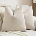 Beige Chenille Decorative Throw Pillow Covers 26x26 in - Cozy Textured