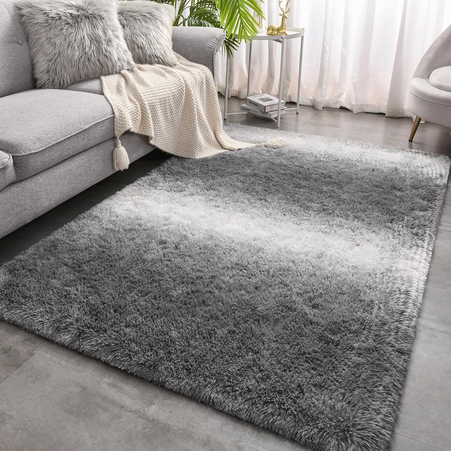 Meralax Gradient 5x8 Grey Rugs for Living Room and Bedroom