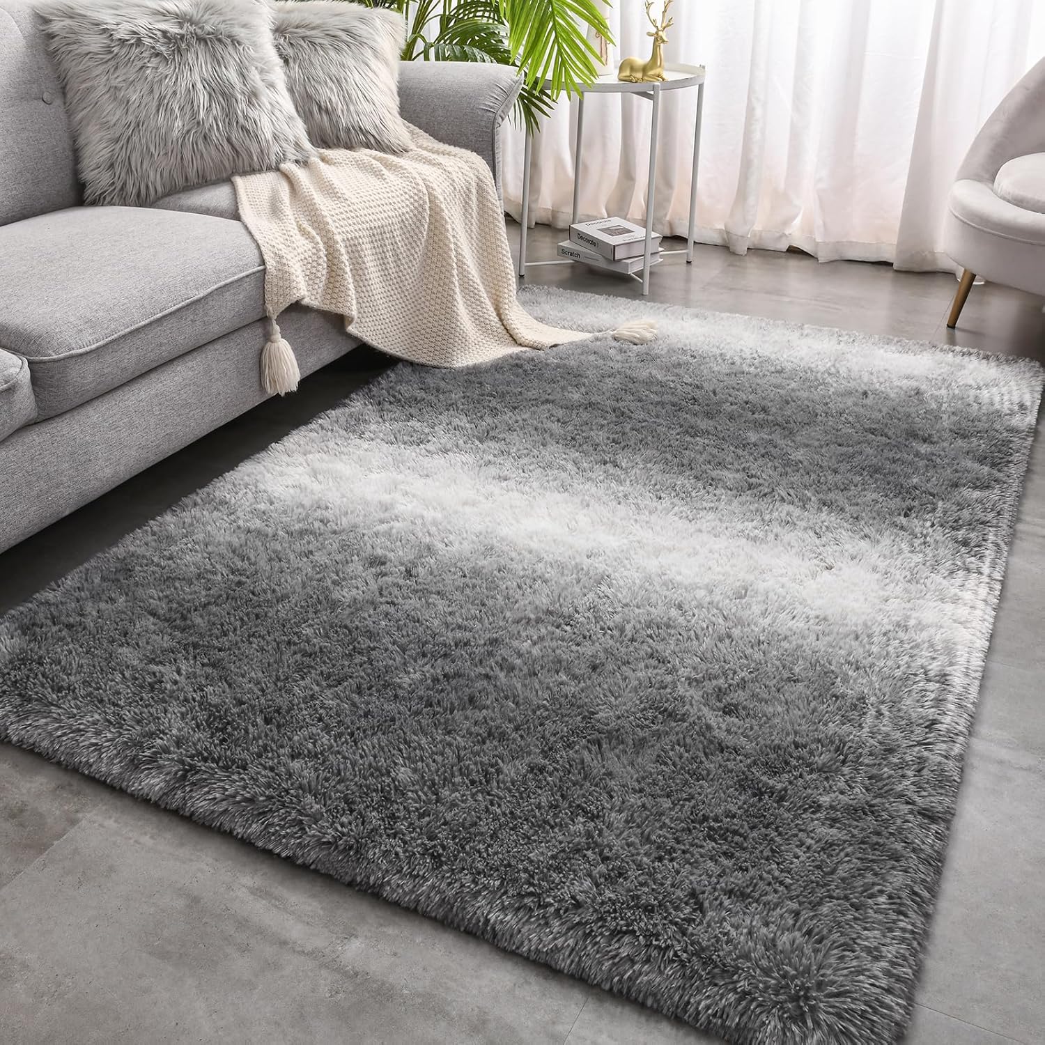 Meralax Gradient 5x8 Grey Rugs for Living Room and Bedroom