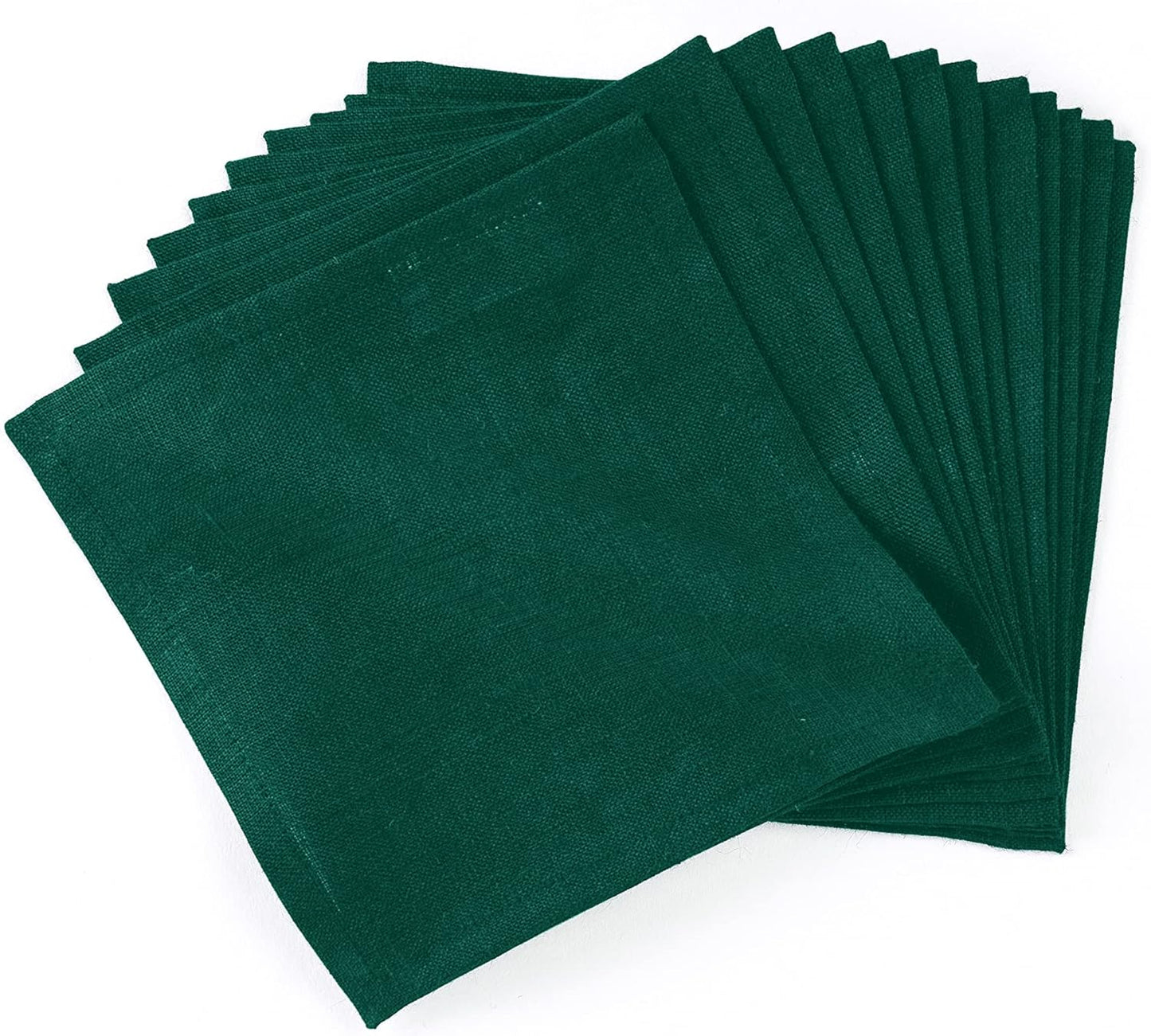 Solino Home 100% Pure Linen Cocktail Napkins Set of 12 - Rainforest Green - Machine Washable