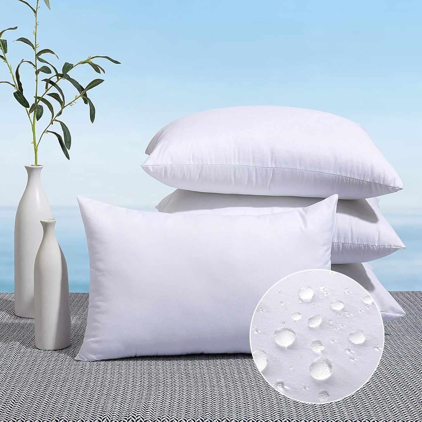 MIULEE Outdoor Pillow Inserts for Patio Furniture - 14x22 Size
