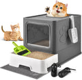 Cat Litter Box with Litter Mat and Drawer - Large Enclosed Box