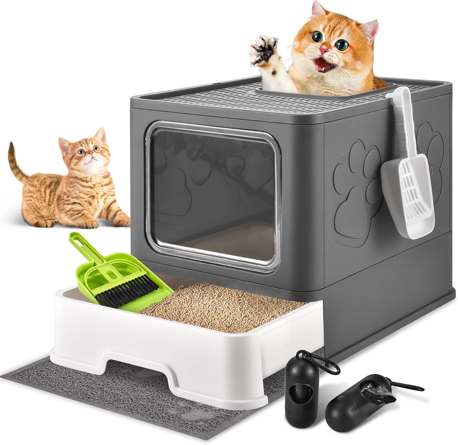 Extra Large Cat Litter Box with Lid and Easy Cleaning Features