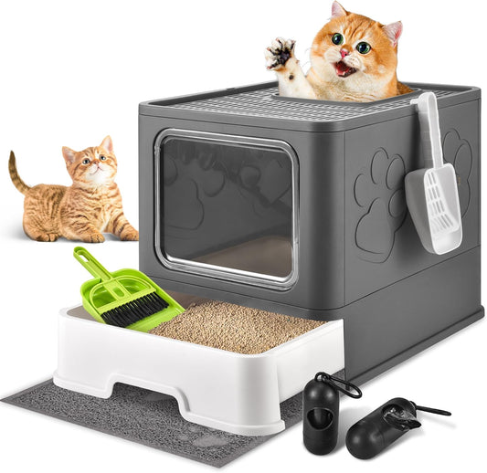 Extra Large Cat Litter Box with Lid and Easy Cleaning Features
