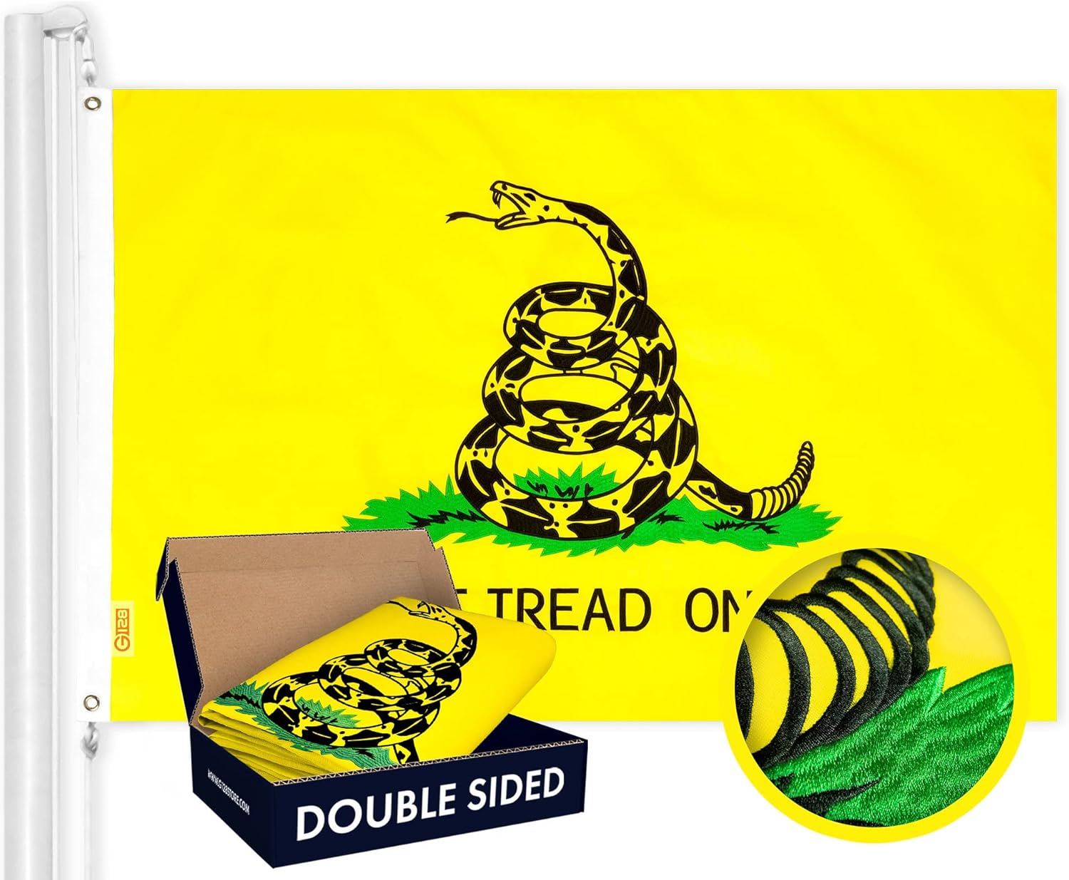 Gadsden Don't Tread On Me Flag - Double Sided Embroidered 3x5 Ft