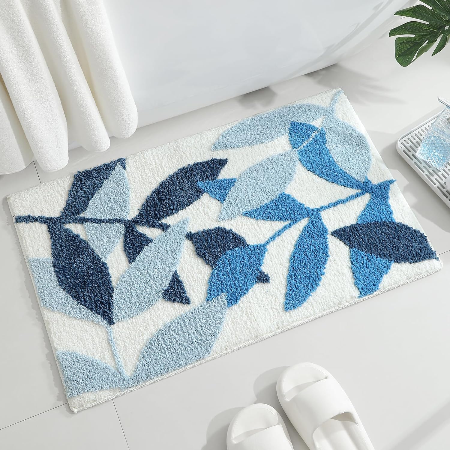 Gibelle Blue Bathroom Rug Set 2 Piece, Non-Slip Plush Mat