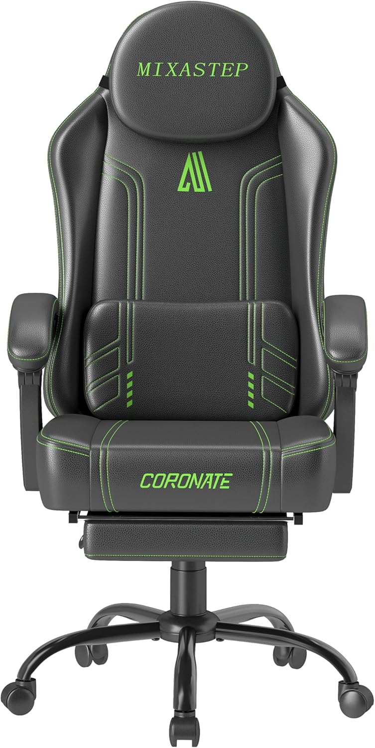 Ergonomic Gaming Chair with Footrest & Lumbar Support - GAME STRONG!