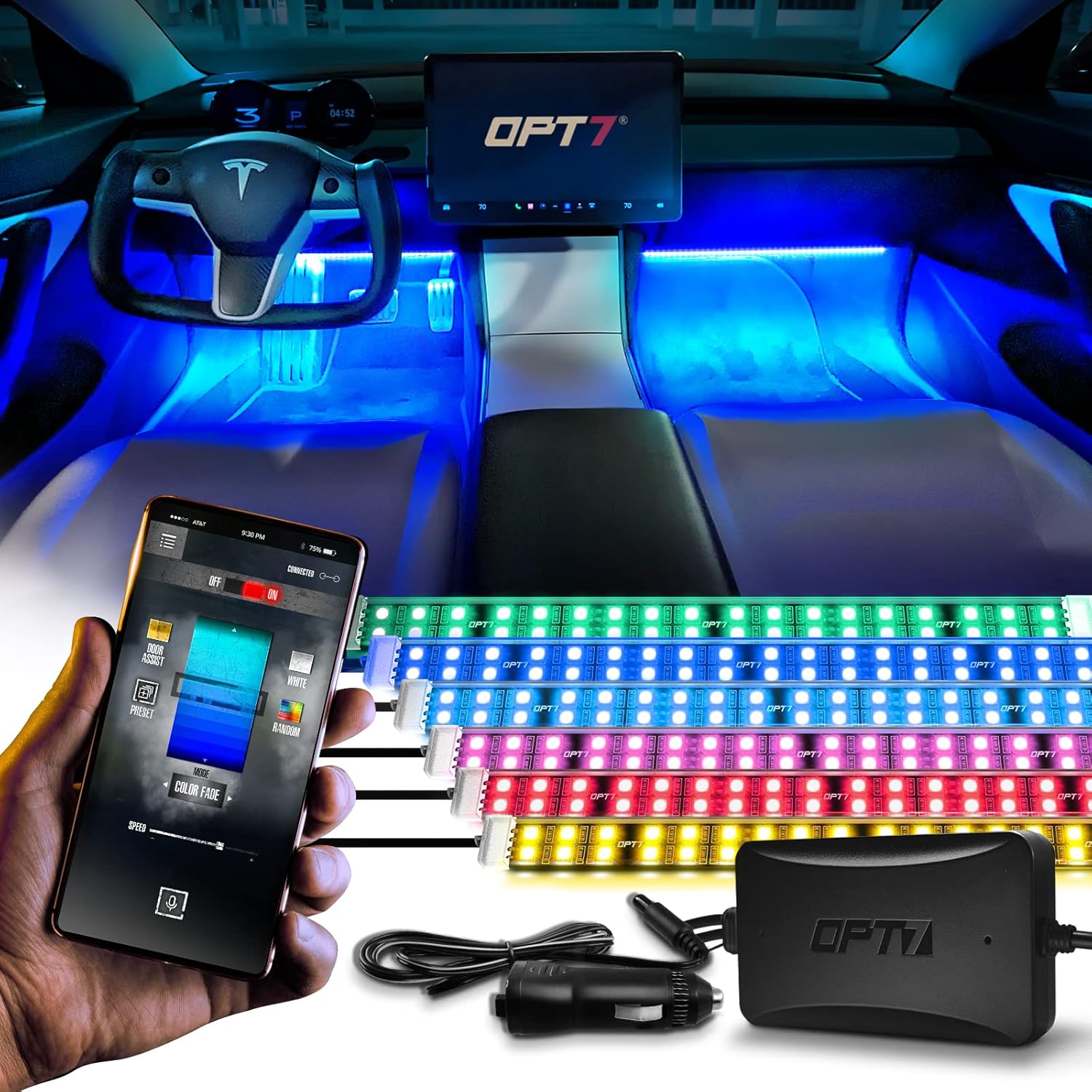 OPT7 Aura Pro 6PC Double LED Interior Strip Lights for Vehicles