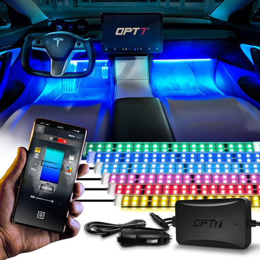 OPT7 Aura Pro 6PC Double LED Interior Strip Lights for Vehicles