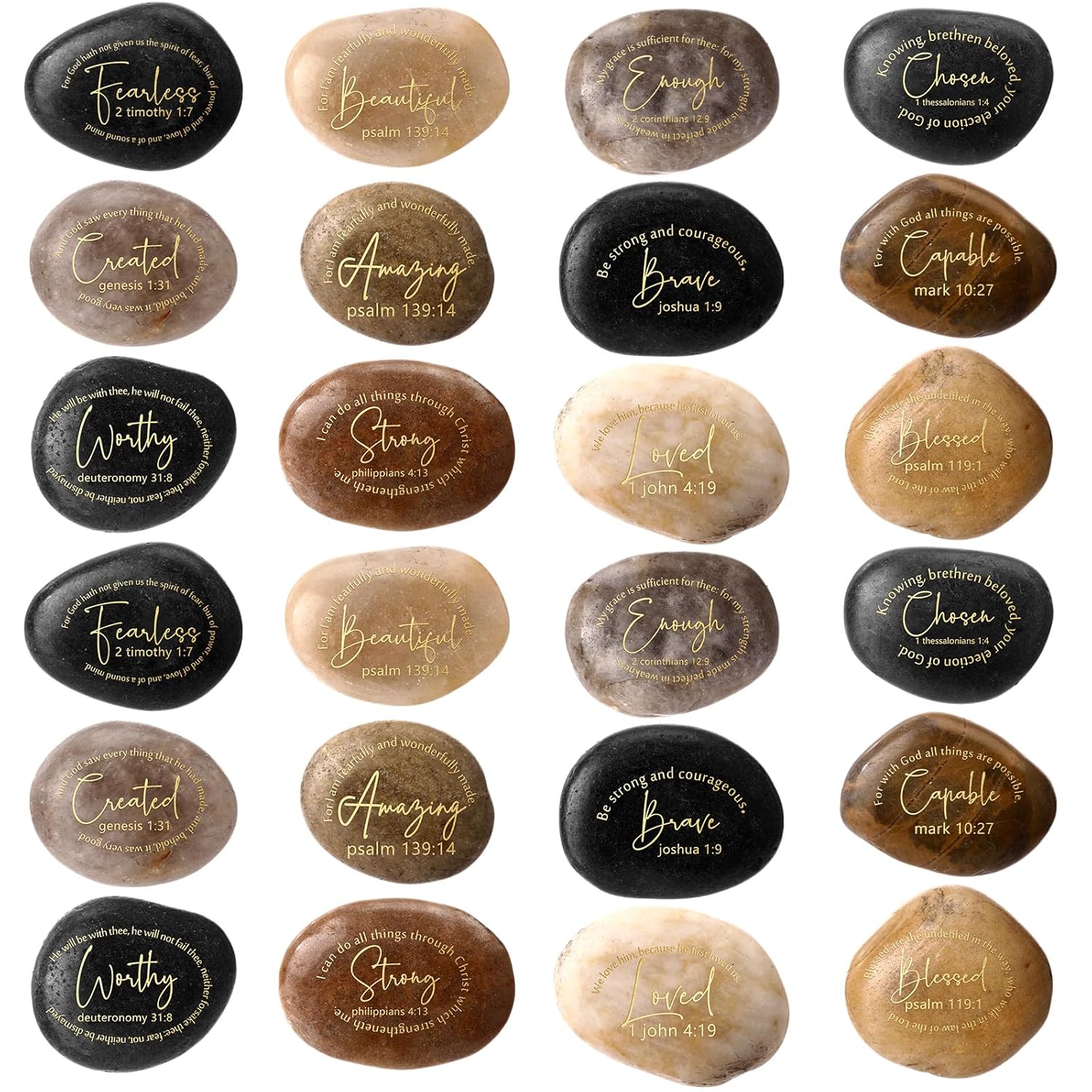 24 Pcs Bible Verses Scripture Stones for Christian Inspiration