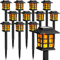 Solar Lights for Outside 12 Pack - Flickering Flame Garden Path Lights