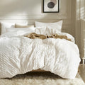 JELLYMONI White Duvet Cover Queen Size - Soft Seersucker Comfort