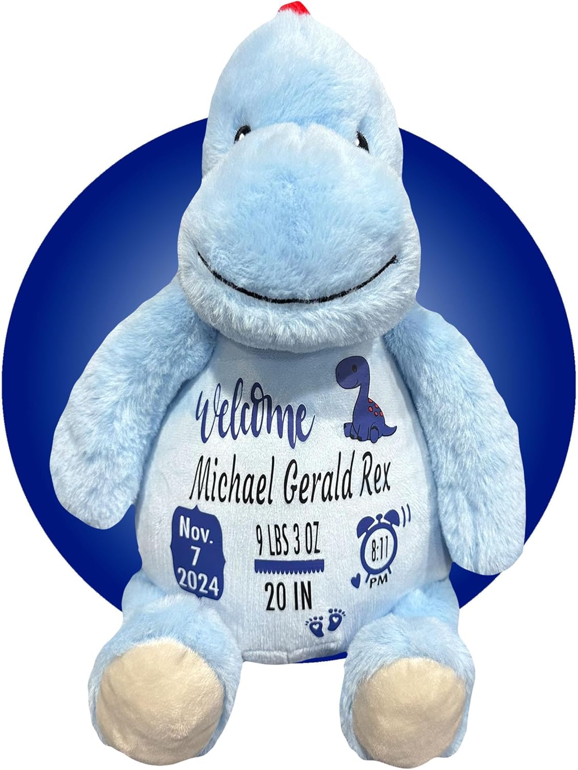 Personalized Birth Stat Stuffed Animal for Baby Boy Gifts