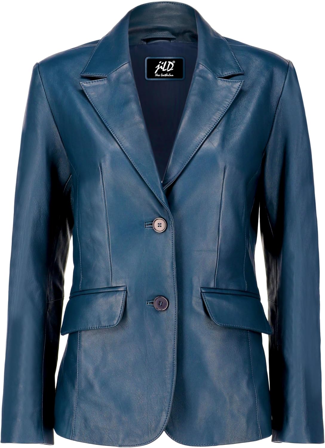 Classic 2-Button Lambskin Leather Blazer for Women - Stylish Coat