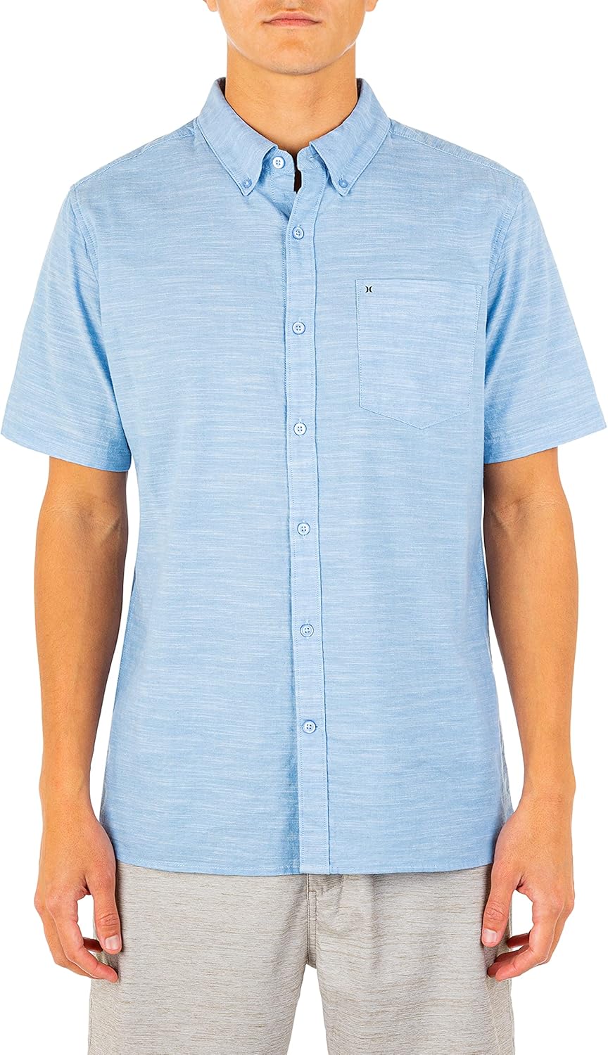 Hurley Men's One and Only Textured Short Sleeve Button Up Shirt