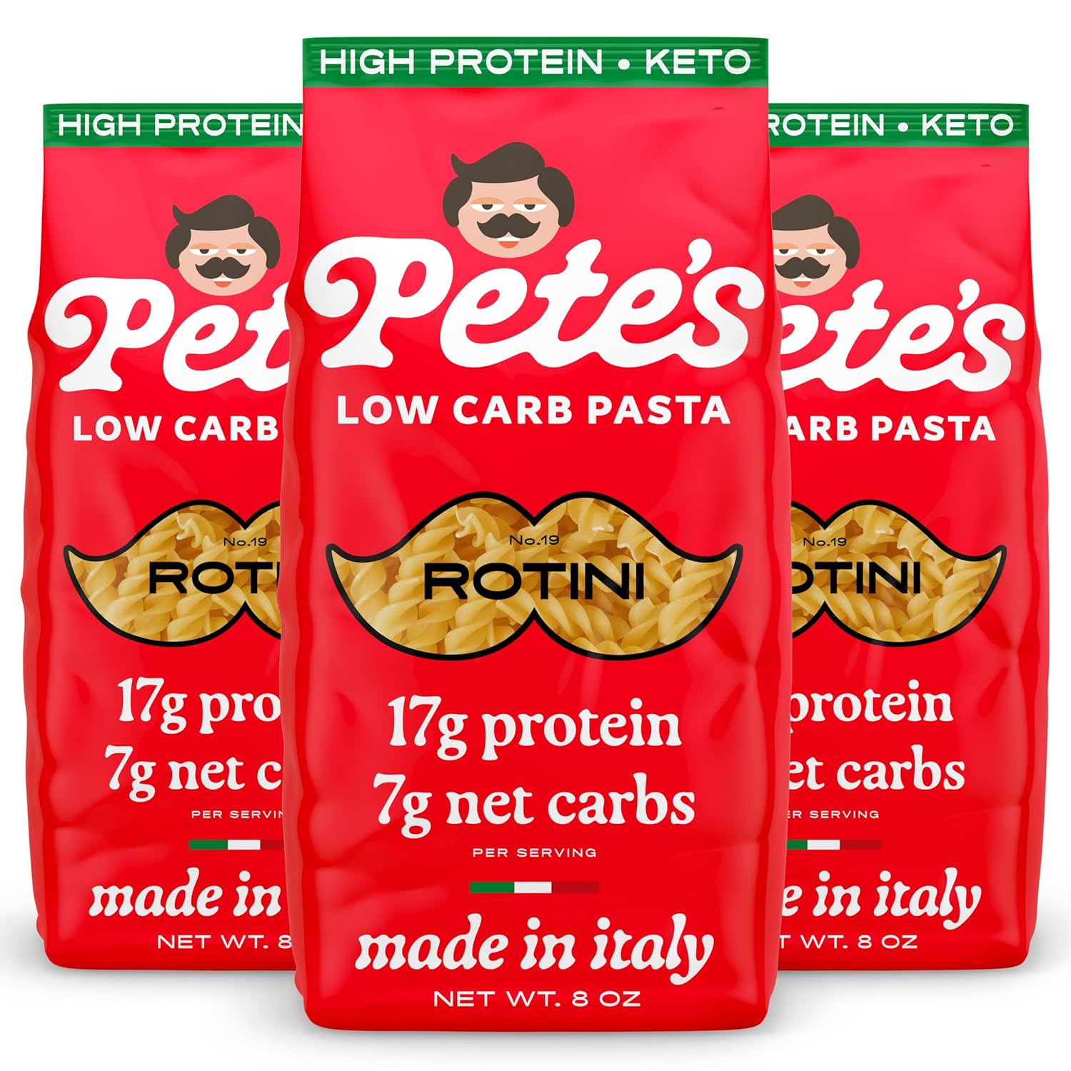 High Protein Low Carb Pasta Rotini with 17g Protein and 7g Carbs