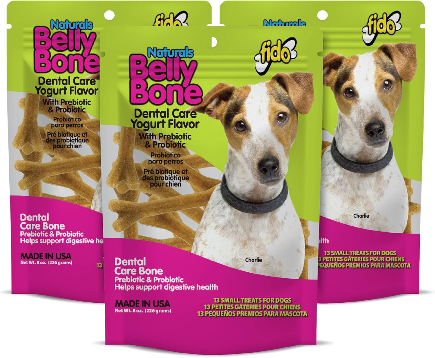 FIDO Belly Bones for Dogs - Yogurt Flavored Dental Treats