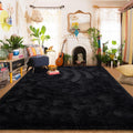 Shag Fluffy Area Rug 6x9 ft - Ultra Soft Black Shaggy Carpet