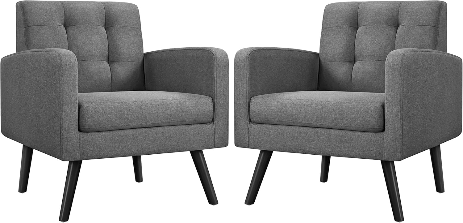 Yaheetech Cozy Armchair Set, Modern Upholstered - Set of 2
