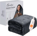 Electric Heated Blanket Throw 50x60 - Soft Gray Flannel Throw for Home