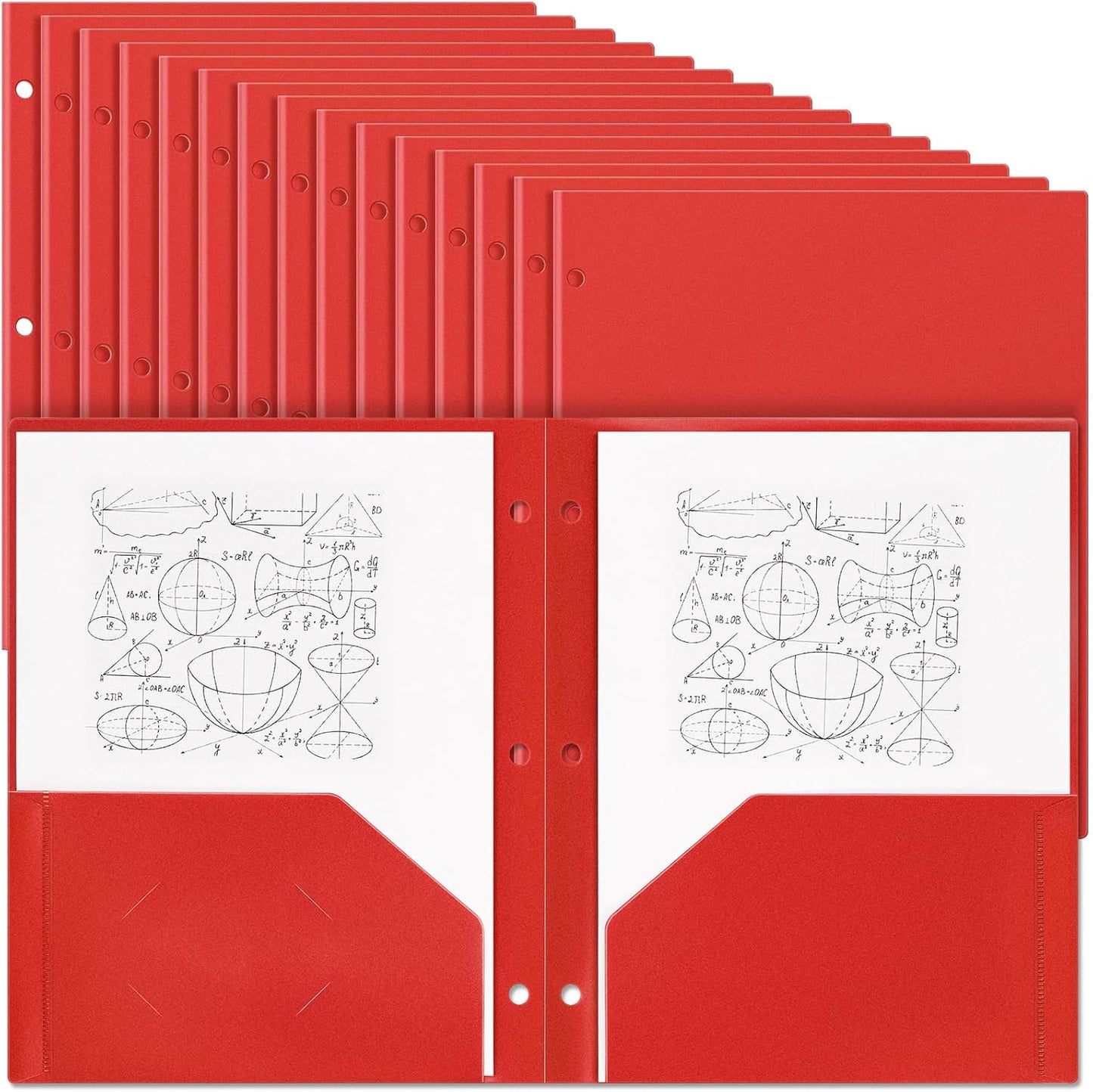 Yeaqee 50 Pcs Plastic Folders with Pockets for Binders