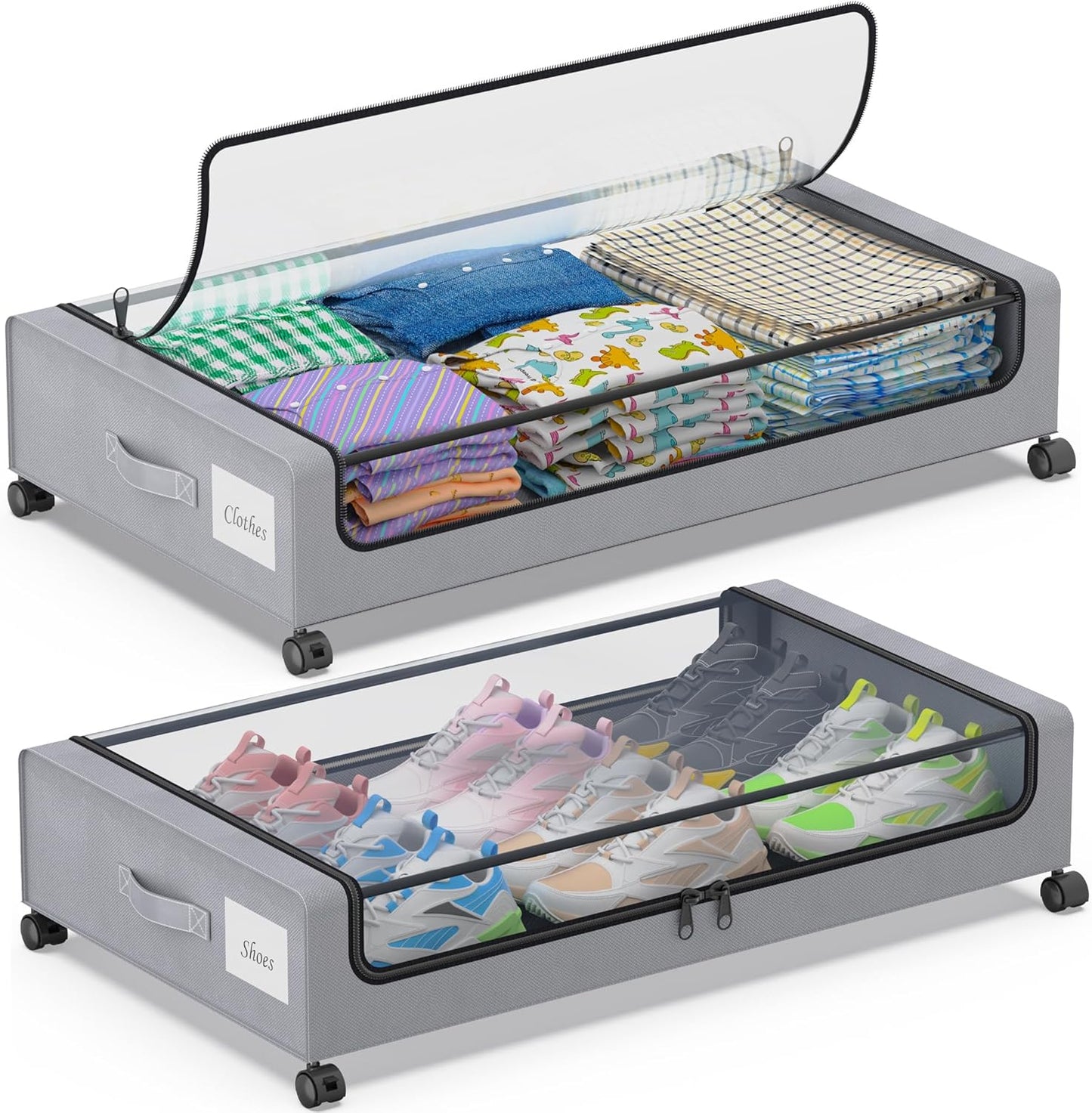 DGFCK Under Bed Storage with Wheels - 2-Pack XXL Bins
