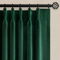 96 in Green Velvet Pinch Pleat Blackout Curtains - Luxe Room Darkening