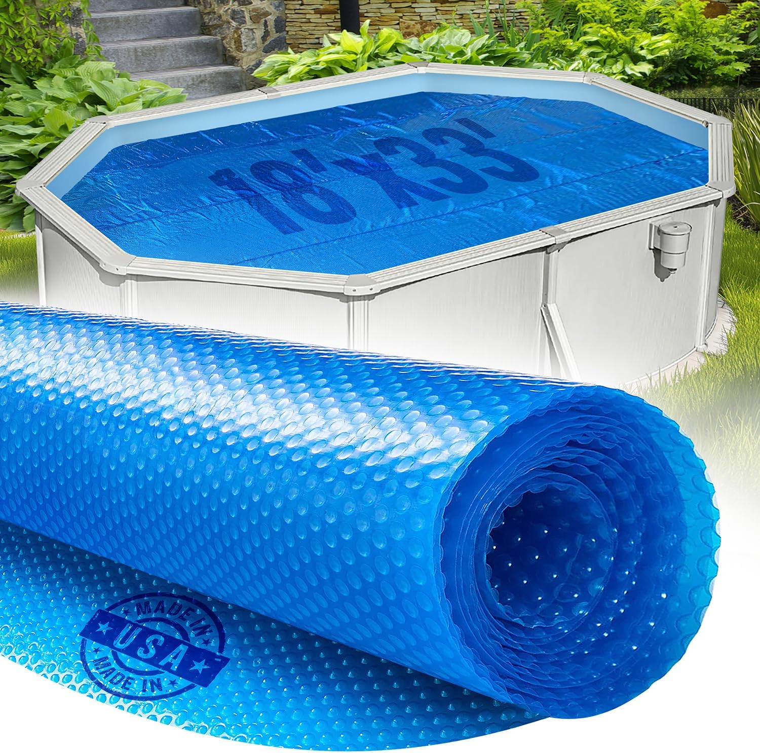 Premium 18ft x 33ft Oval Solar Cover for Above Ground Pools