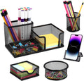 Mesh Pen Holder Desk Organizer 5-Piece Set - Tidy Desktop Storage